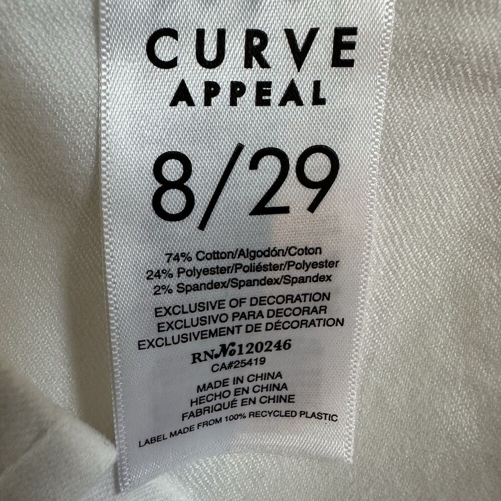 Curve Appeal White Golf Skort Size 8 NWT Braided Side Trim Stretch Skirt Shorts - Picture 9 of 11